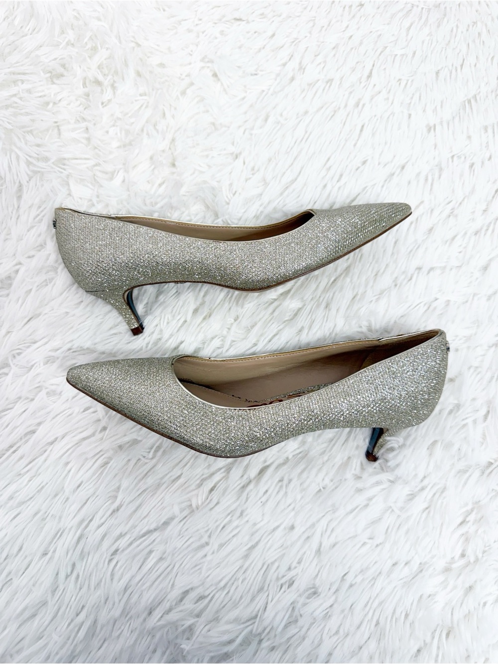 Sam Edelman Glitter Pointed Toe Kitten Heel Pumps Size 5